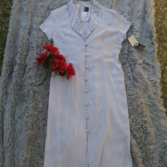 Vintage Dresses & Skirts - Nine 2 Nine [Vintage] | Collar Button Maxi Dress